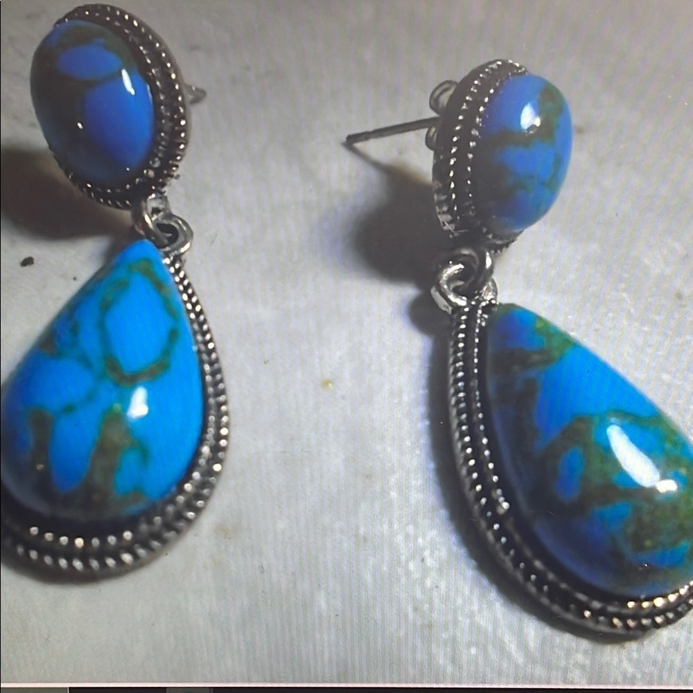 Elegant Blue Tear Drop Earrings